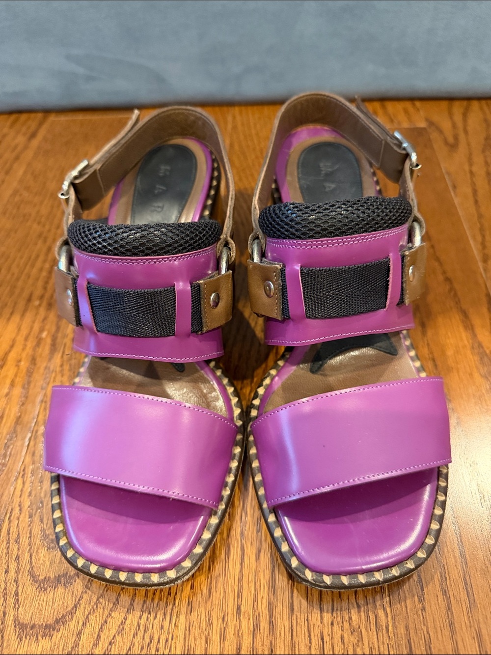 Marni Purple and Brown Strapped Sandals